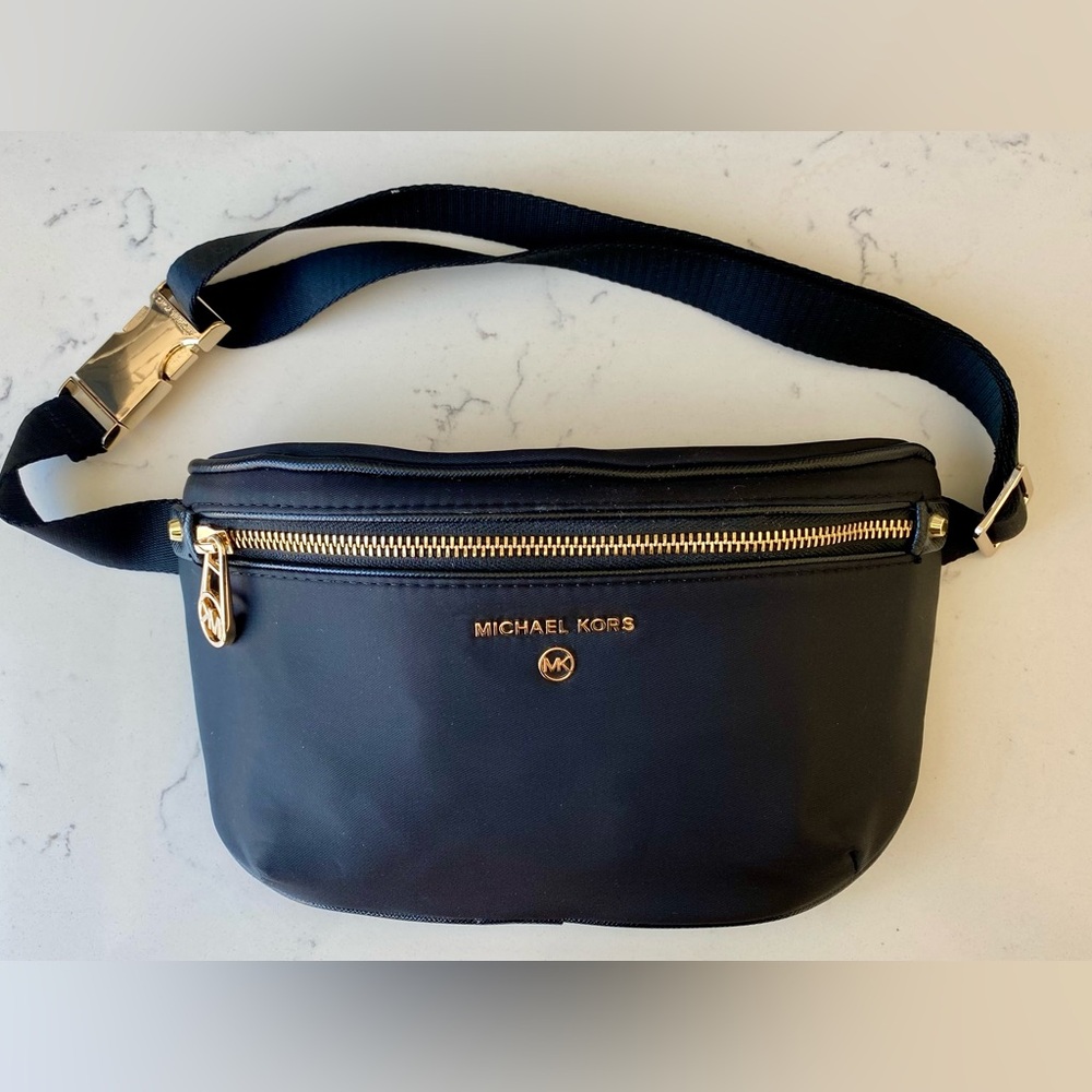Michael Kors Black Fanny Pack with Gold Accents